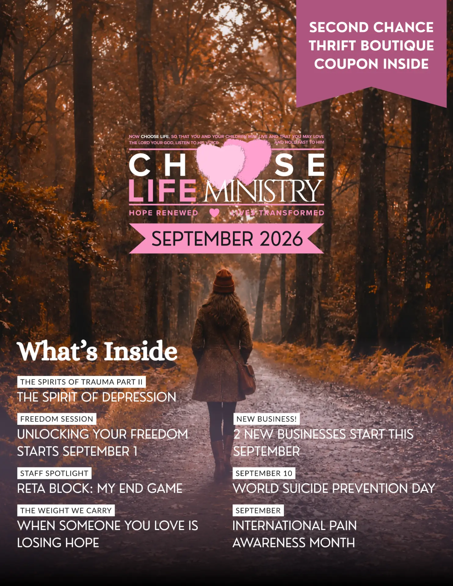 Choose Life Ministry September 2026 newsletter cover